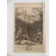 Escena mitológica. Dioses en el olimpo y personajes (Dido y Eneas??) con flauta y bastón